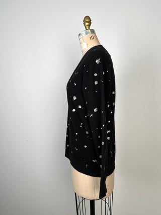 Black knitted sweater with silver splashes (S)