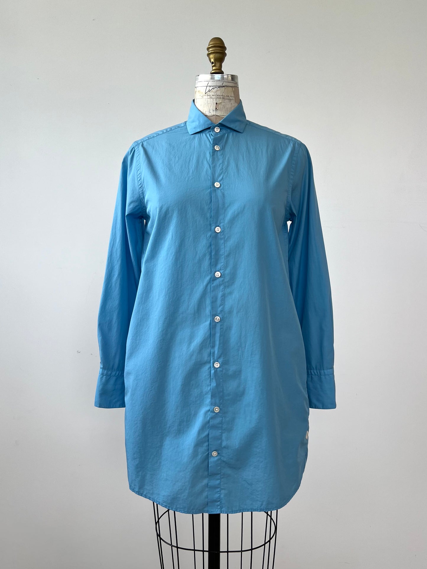 Tunique chemisier bleu en coton à poches (36)