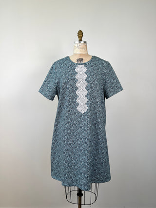 Robe t-shirt à imprimé rêve bleuté et dentelle (XS à XL)