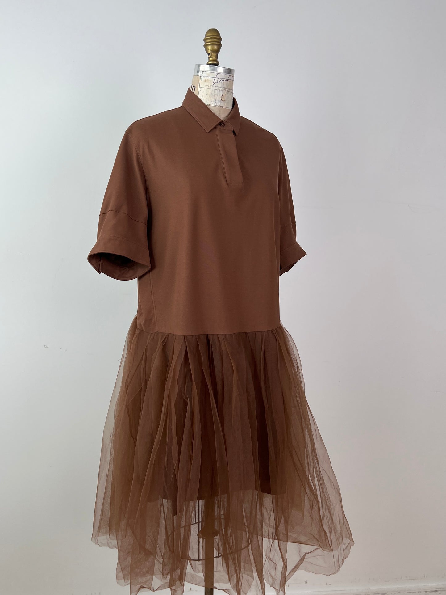 Robe polo caramel à jupe tulle (S)