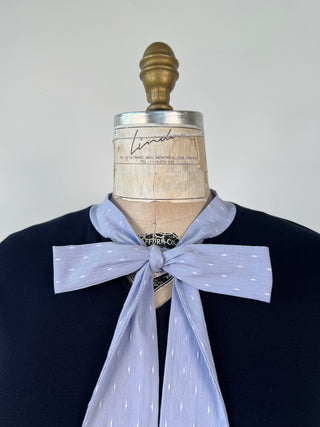 Navy Skater Dress with Contrasting Tie Collar (S/M)