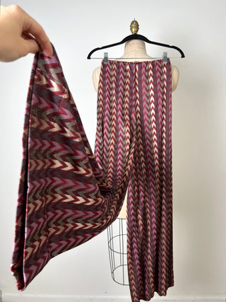 Colorful Herringbone Satin Palazzo Pants (2)