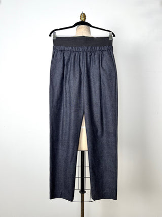 Navy Tartan Double Waist Trousers (XXS to M)