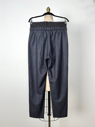 Navy Tartan Double Waist Trousers (XXS to M)