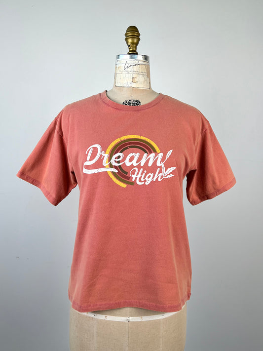 T-shirt vieux rose  effet usé "Dream High" (S)