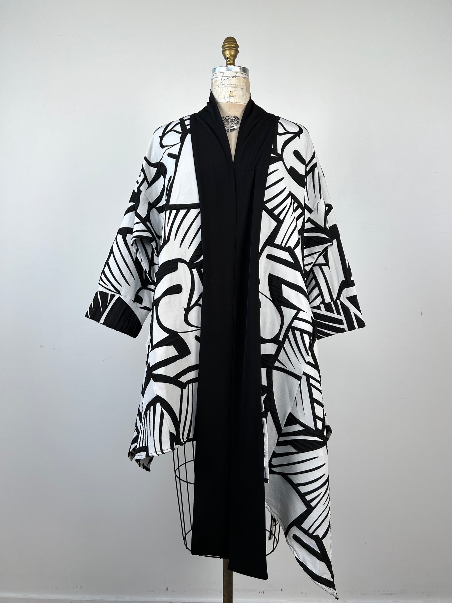 Veste kimono impérial noir et blanc  (S)