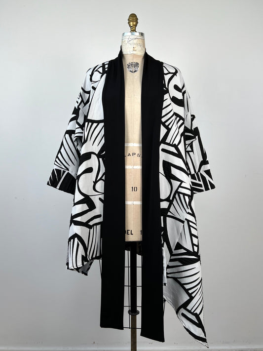 Veste kimono impérial noir et blanc  (TU)