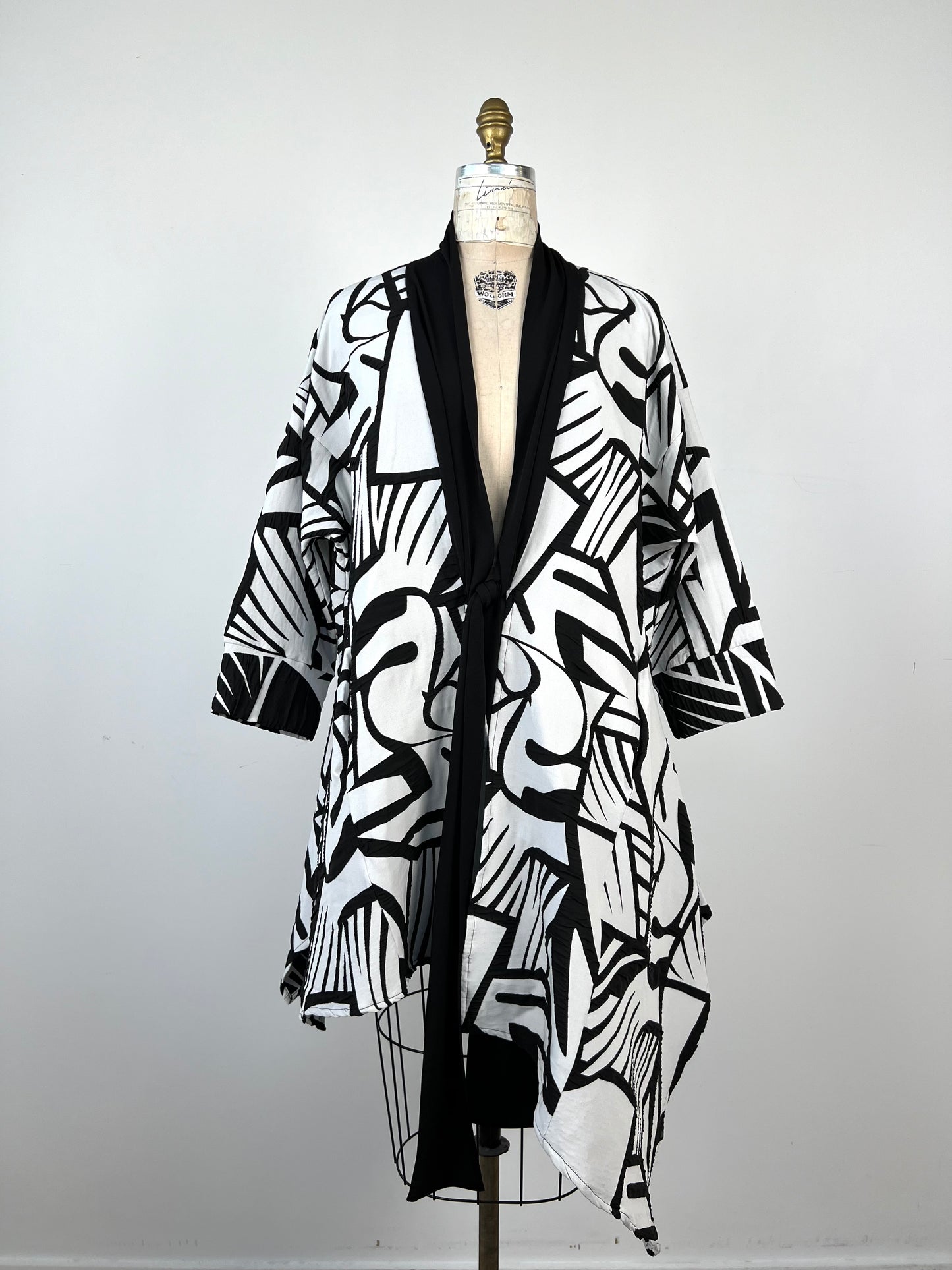 Veste kimono impérial noir et blanc  (S)