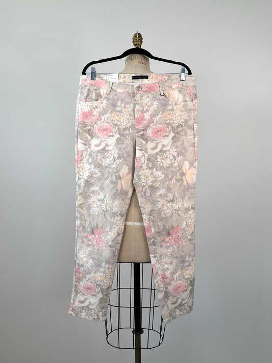 Pantalon floral extensible lavable (M-L-T+)