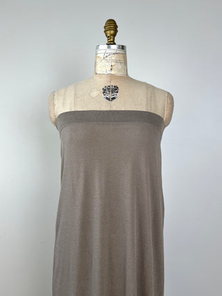 Jupe/Robe bustier diaphane en tricot taupe stretch (S+M)