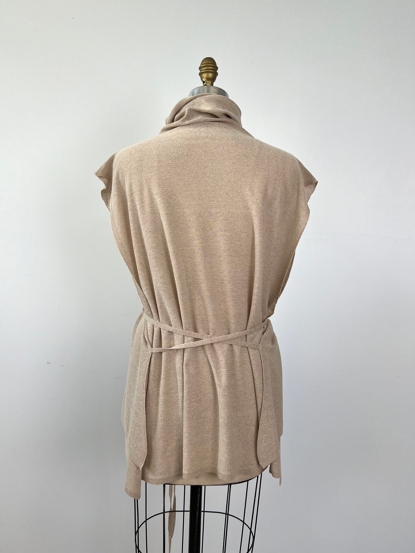 Poncho en tricot avoine à col montant (TU)