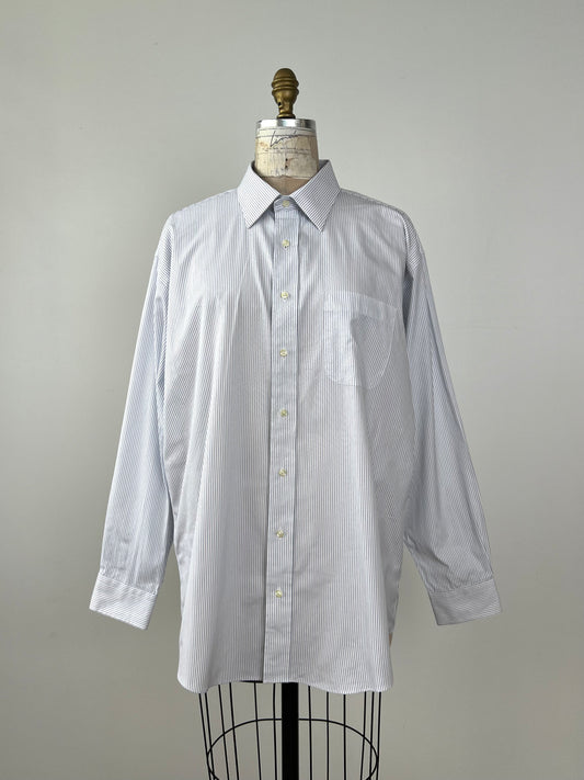 Chemise homme blanche à rayures bleues (T+)