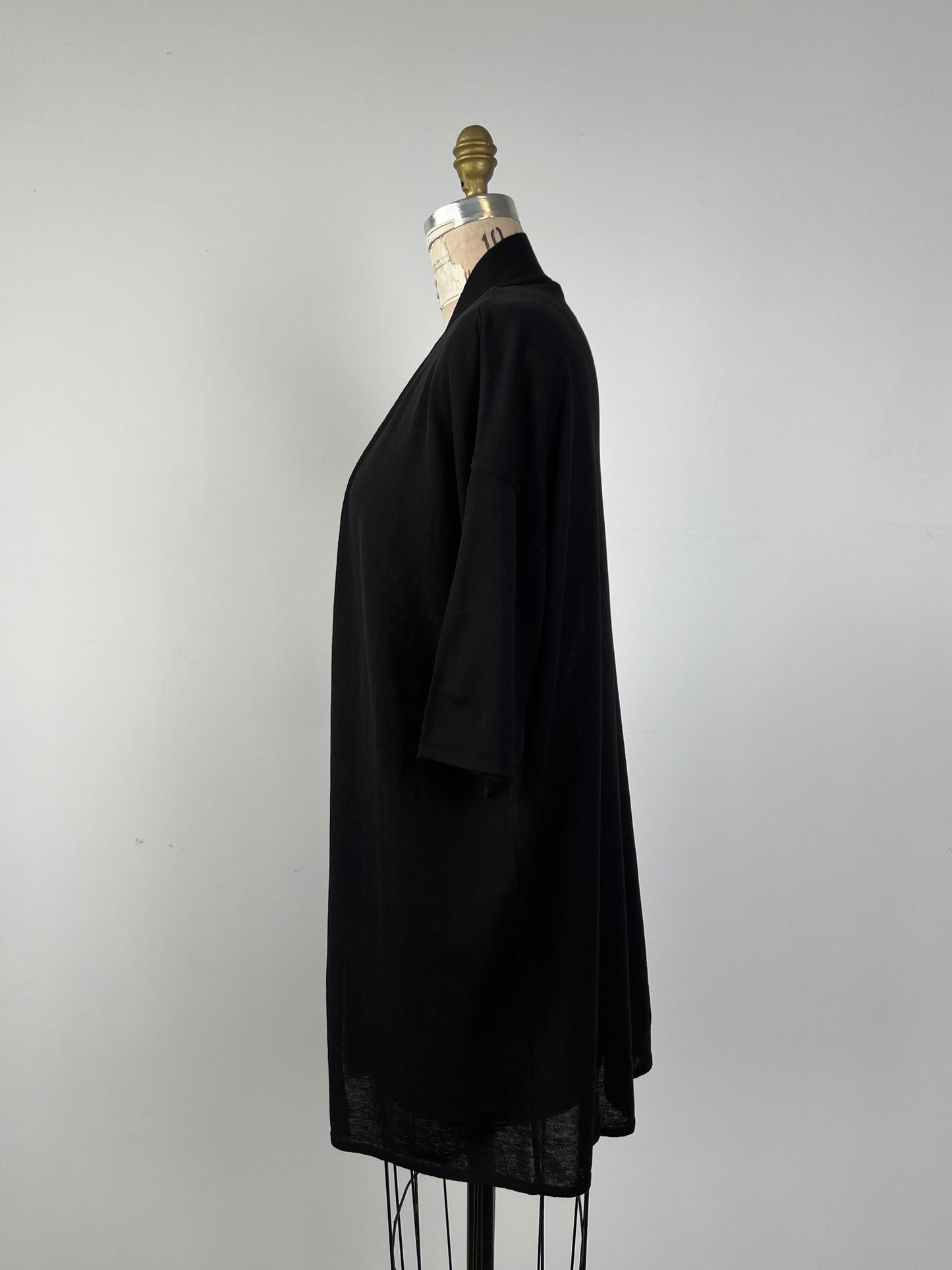 Cardigan long en tricot de coton noir (TU)