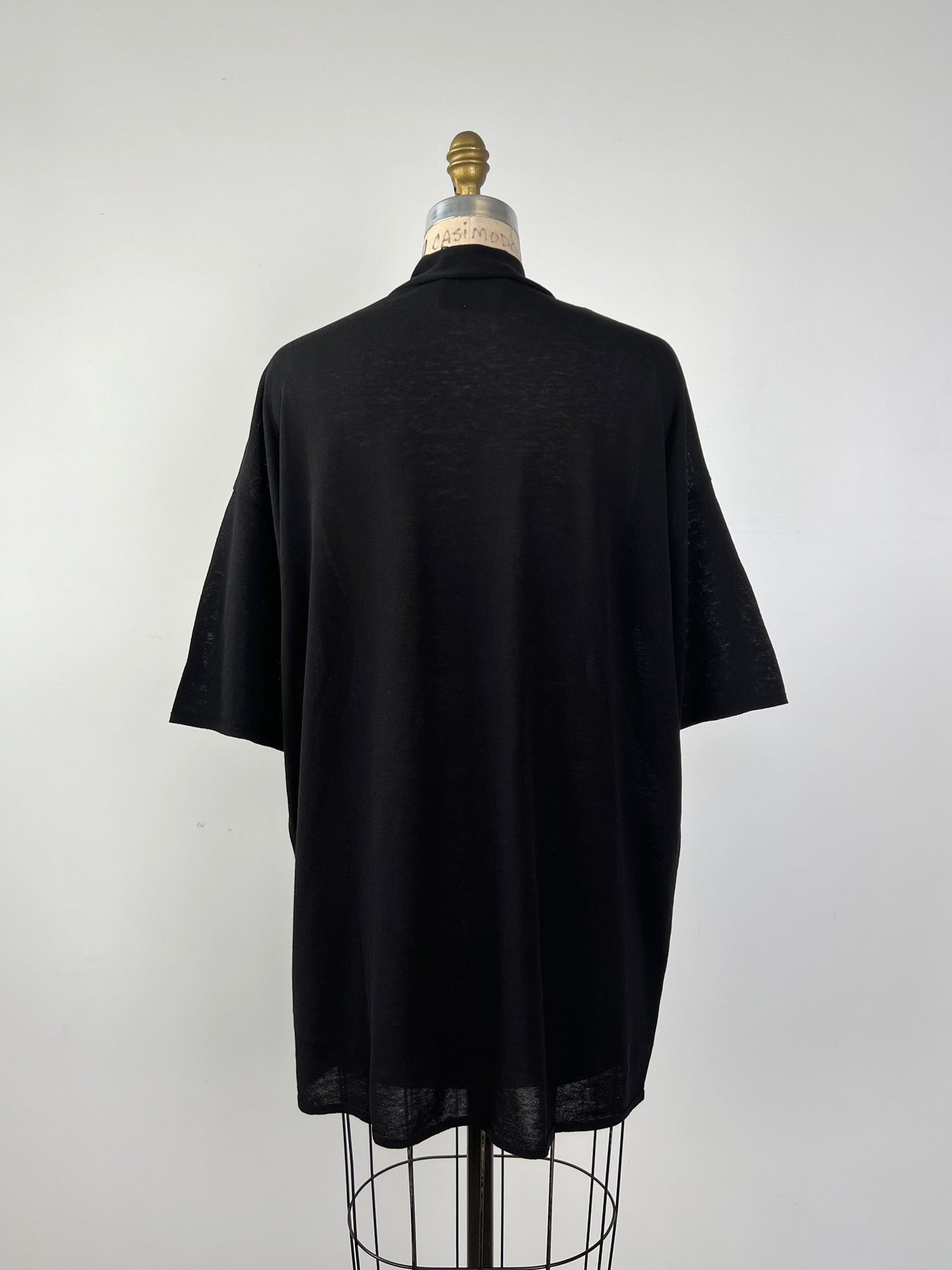 Cardigan long en tricot de coton noir (TU)