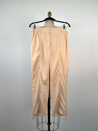 Beige lyocell pants with adjustable hem (S to T+)