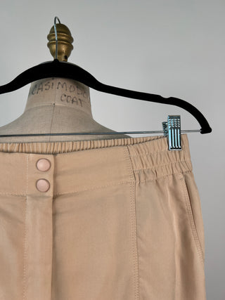 Beige lyocell pants with adjustable hem (S to T+)