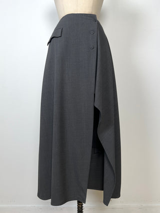 Washable grey gabardine wrap overskirt (S)