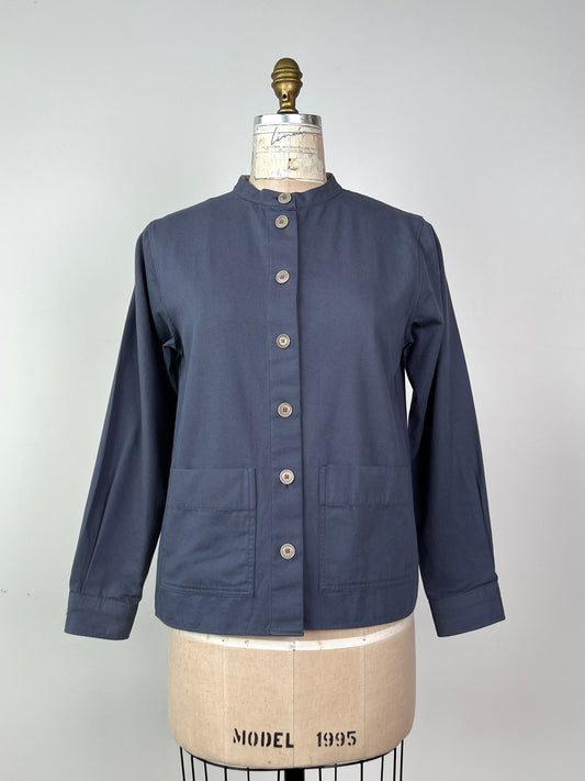 Veste en coton surpiqué bleu ardoise (6)