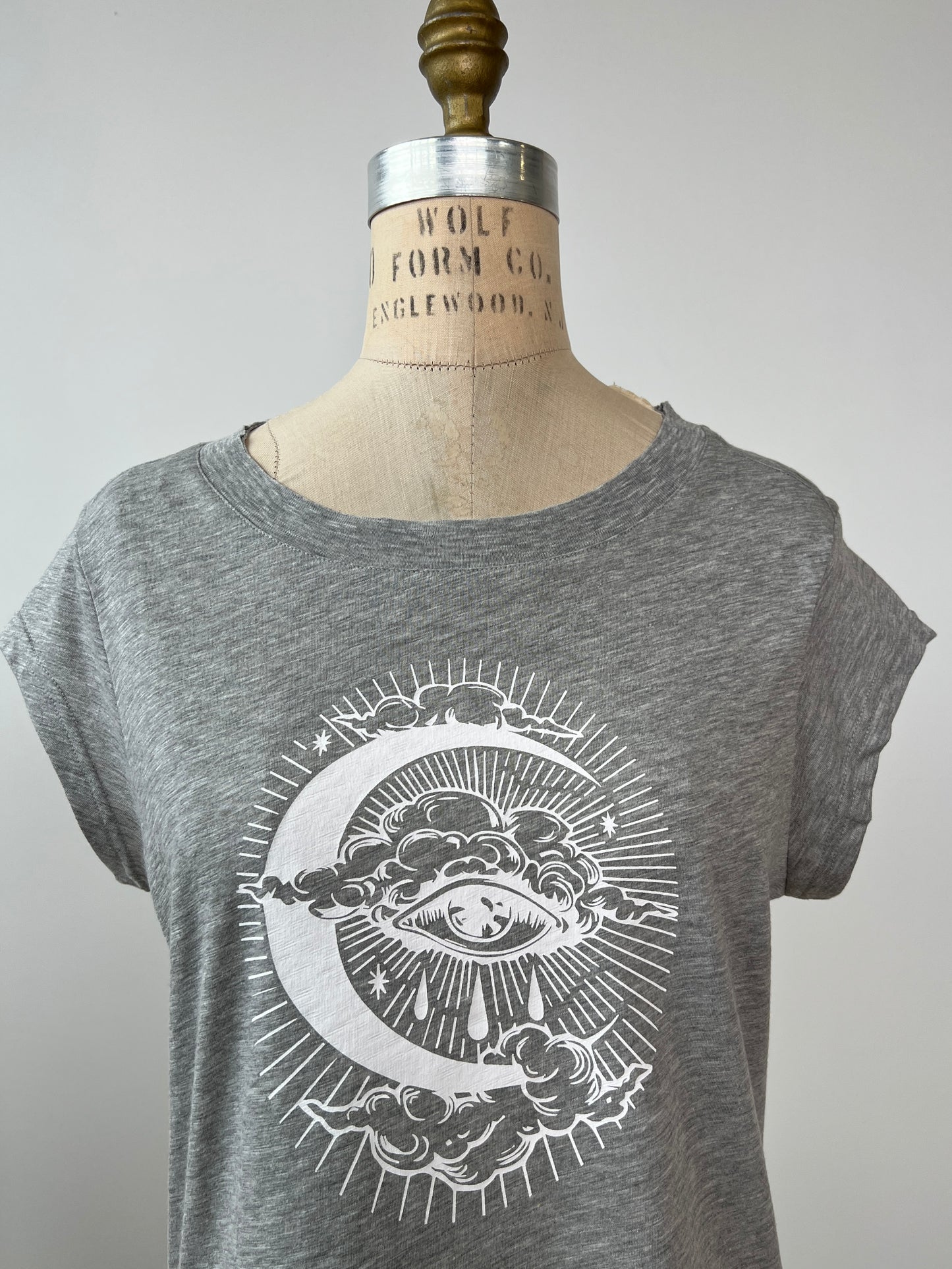 T-shirt gris chiné à imprimé vision de lune  (S)