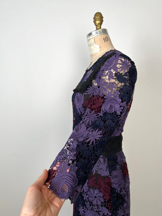 Robe bouquet floral en dentelle mauve (6-8)