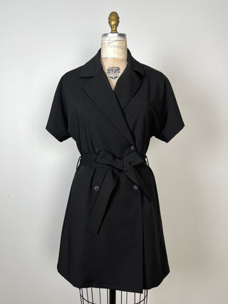 Black wrap dress with blazer neckline (S)