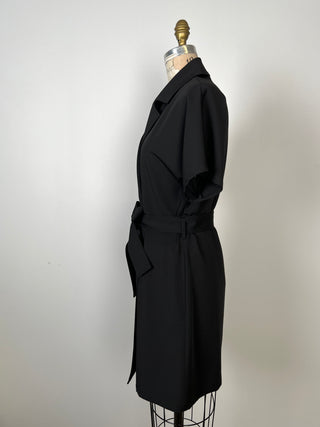 Robe portefeuille noire à encolure blazer (S)