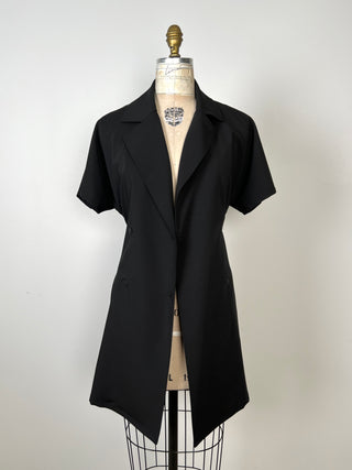 Robe portefeuille noire à encolure blazer (S)