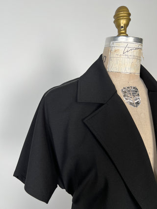 Robe portefeuille noire à encolure blazer (S)