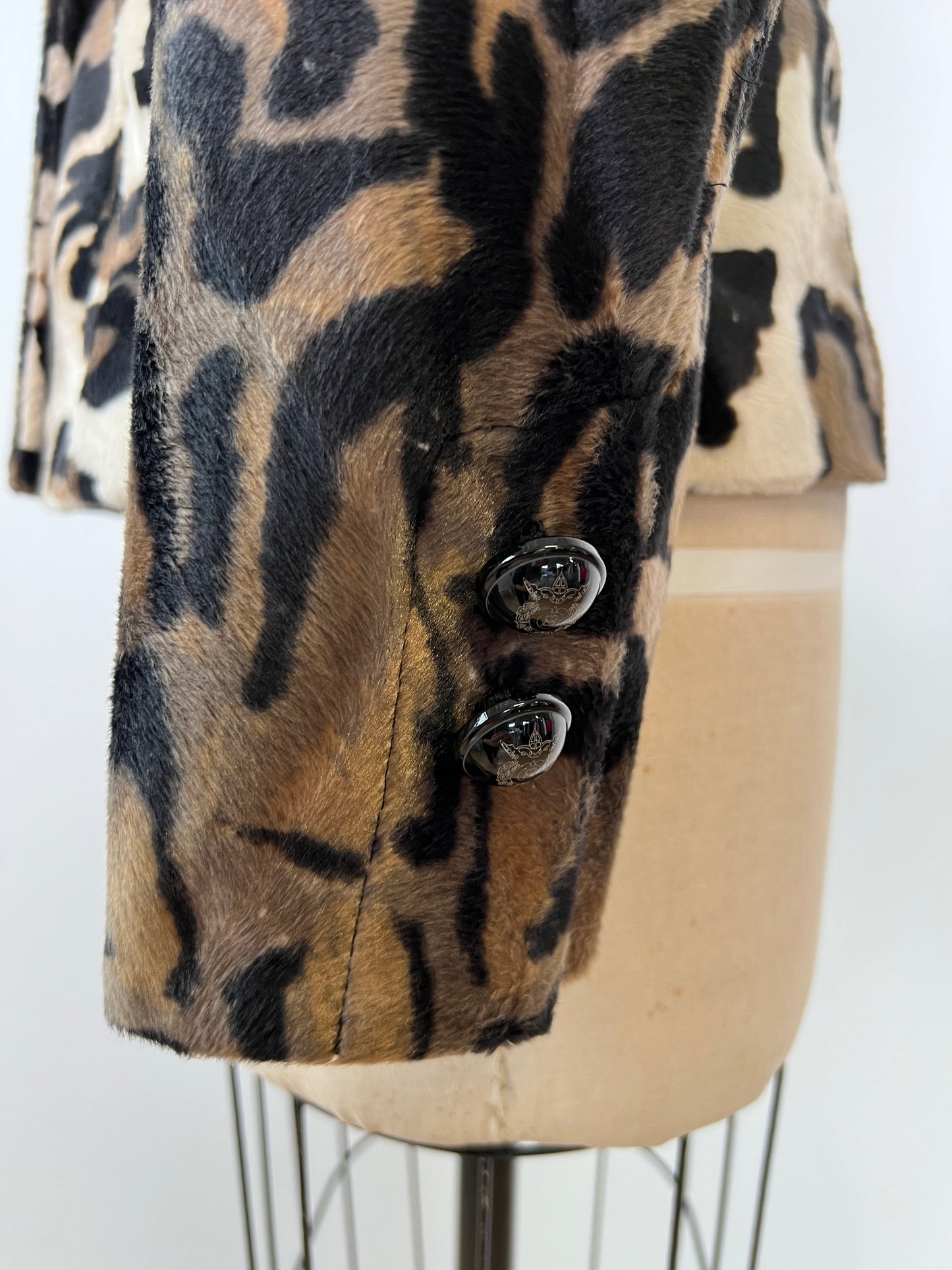 Veste double boutonnage en toutou léopard (S)