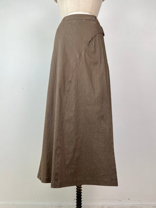 Mocha techno linen wrap skirt (XS and S)