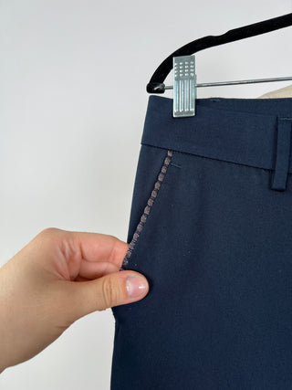 Pantalon cigarette en gabardine marine (4-6-12)