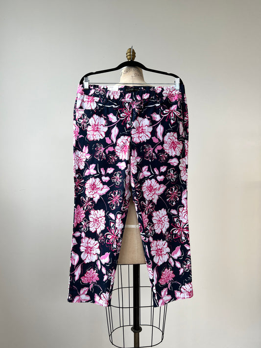 Pantalon legging floral marine rose et blanc (S à T+)