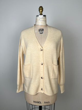 Soft washable cream knit cardigan (6+)