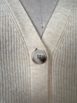 Soft washable cream knit cardigan (6+)