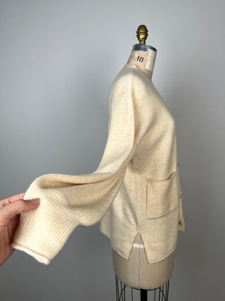 Soft washable cream knit cardigan (6+)