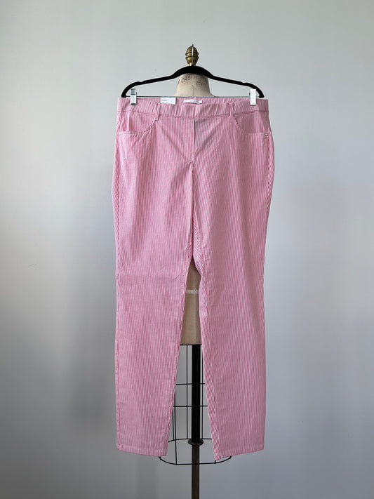 Pantalon legging blanc à rayures rose (16-18)