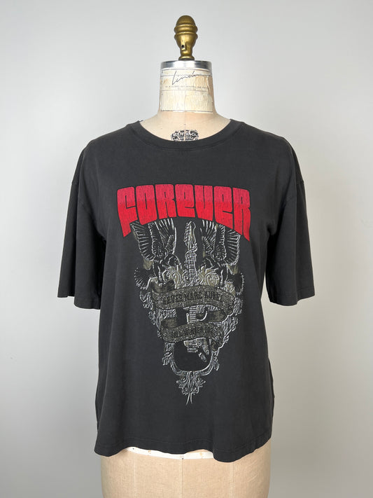 T-shirt anthracite FOREVER à strass (6)