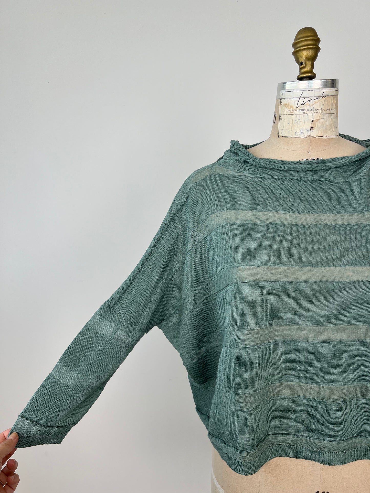 Chandail en tricot de lin vert ardoise (TU)