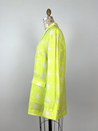 Starry Neon Lime Linen Oversized Blazer (M)