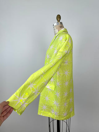 Starry Neon Lime Linen Oversized Blazer (M)