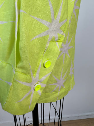 Starry Neon Lime Linen Oversized Blazer (M)