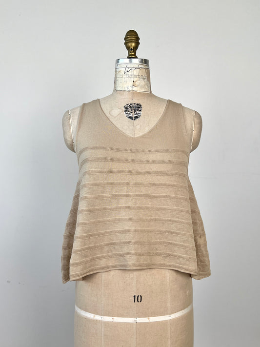 Débardeur sable en tricot à rayures texturées (TU)