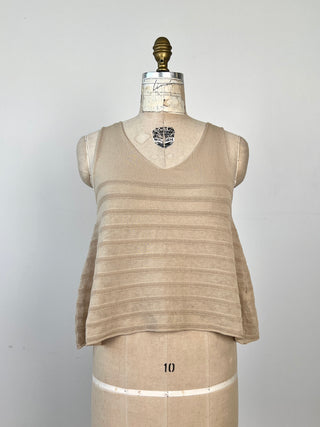 Textured Stripe Knit Sand Tank Top (One Size)