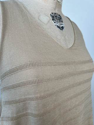 Textured Stripe Knit Sand Tank Top (One Size)