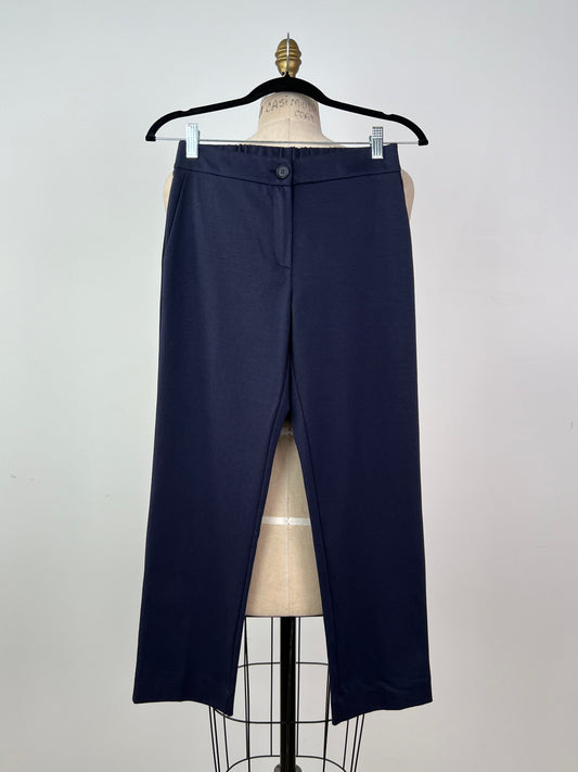 Pantalon écourté en tricot marine doux (XS)