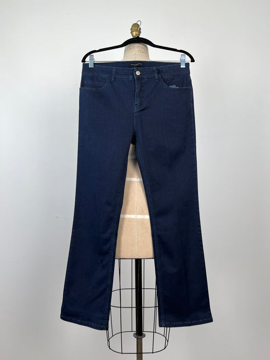 Pantalon bootcut stretch façon denim bleu (8)