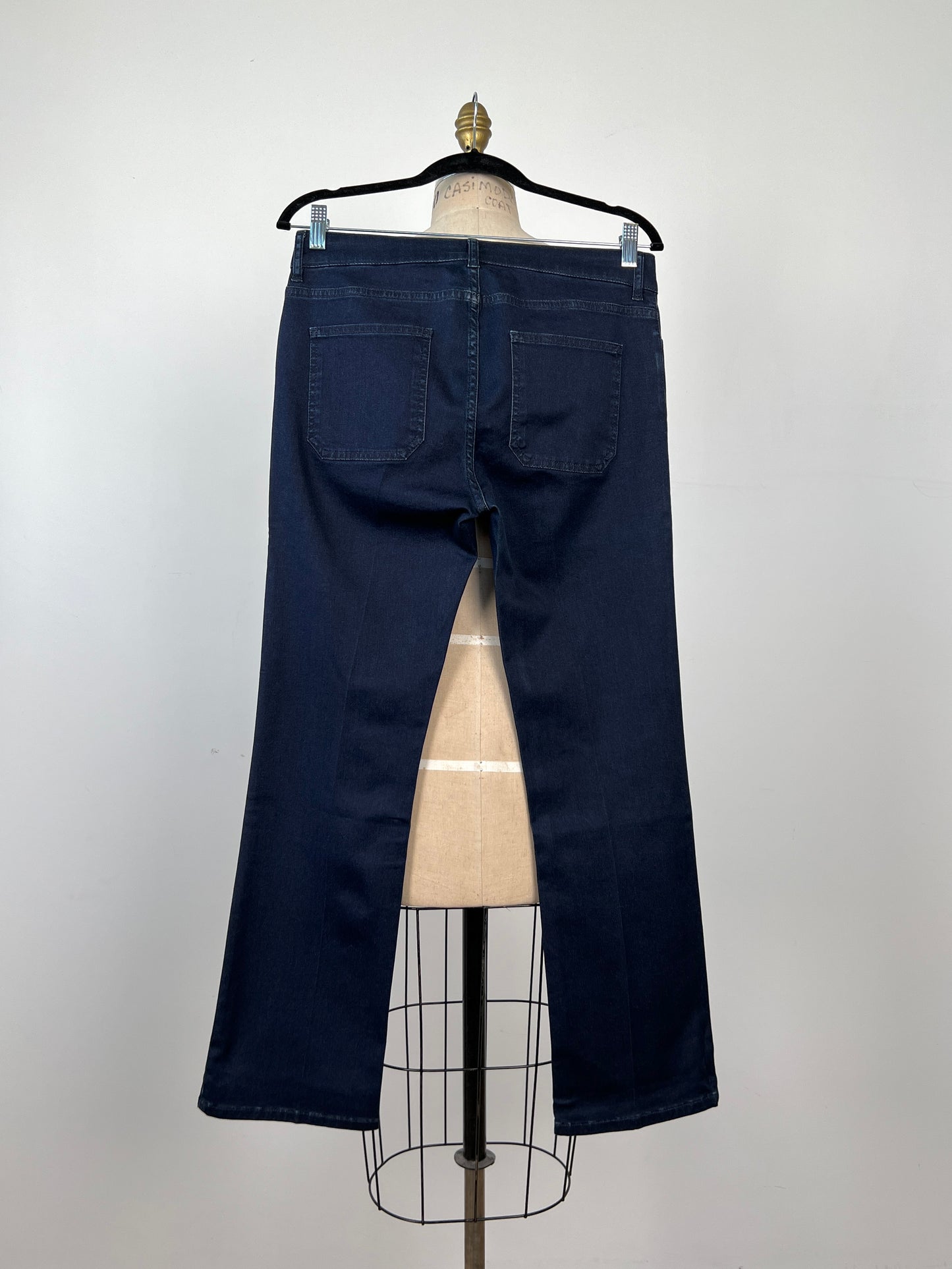 Pantalon bootcut stretch façon denim bleu (8)
