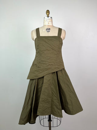 2-stroke metallic khaki dress (M)