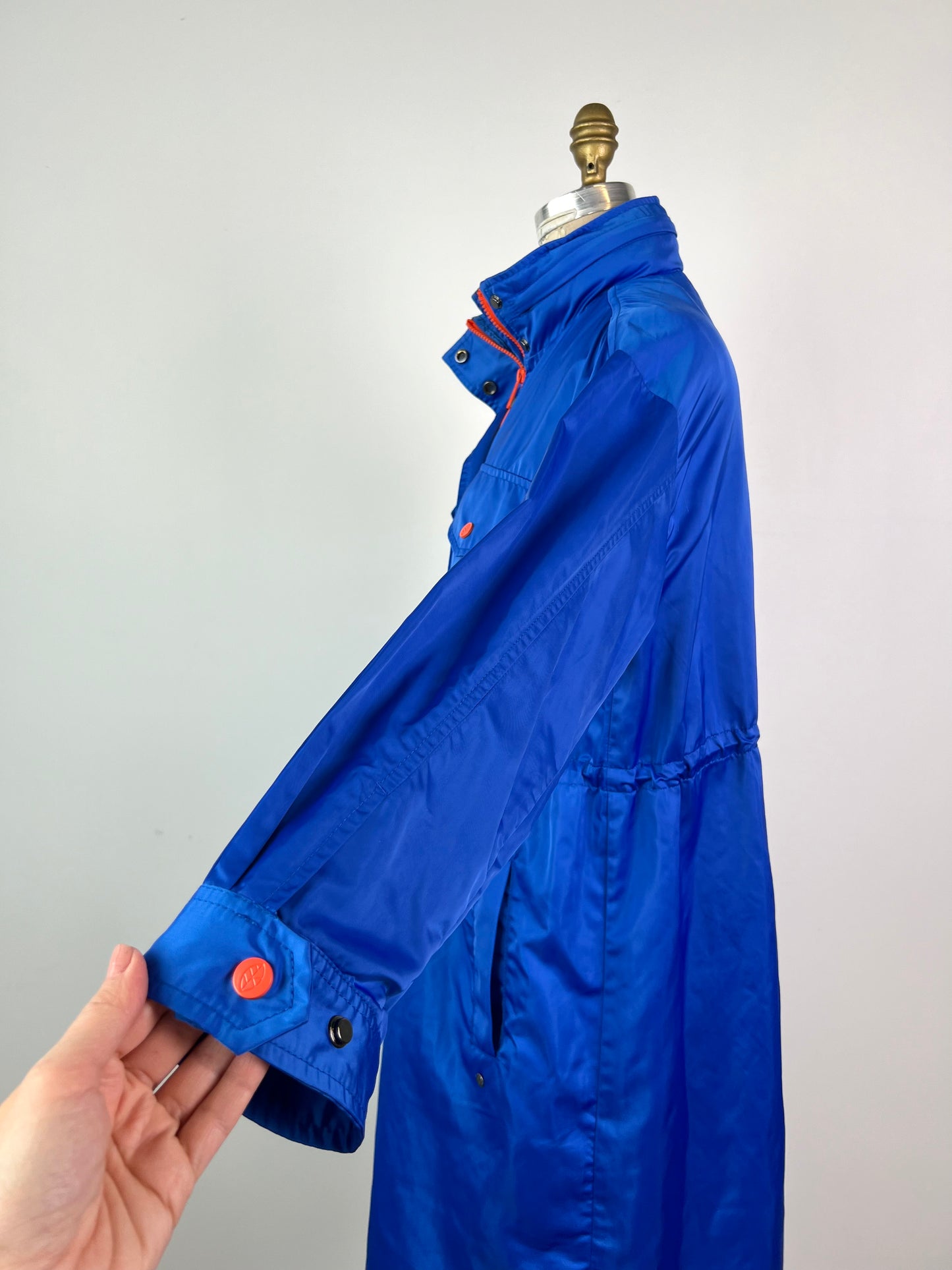 Manteau mi-saison à capuchon bleu cobalt (S)