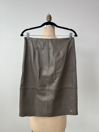 Ash grey straight leather skirt (S)